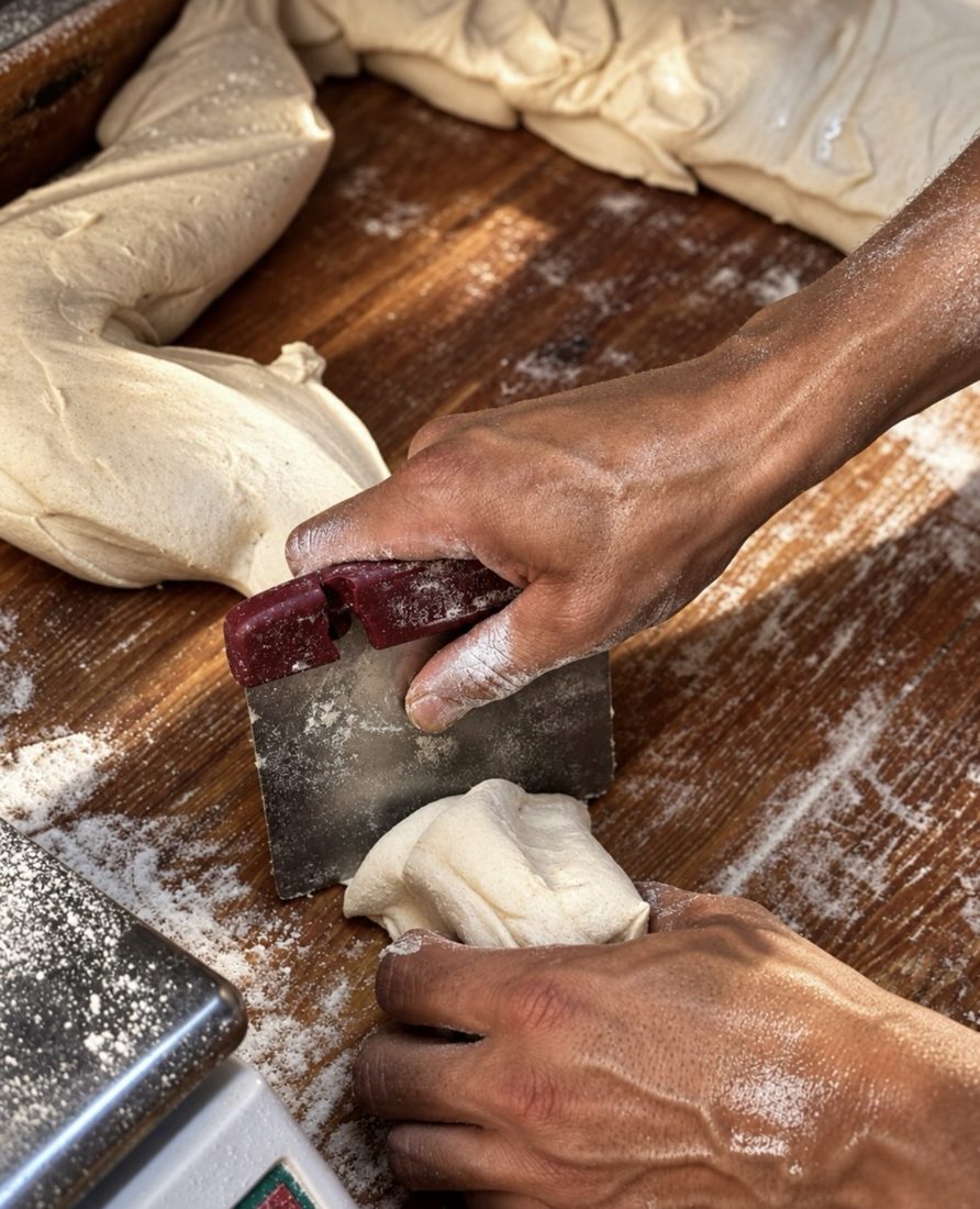 Pâte pétrie et divisée à la main